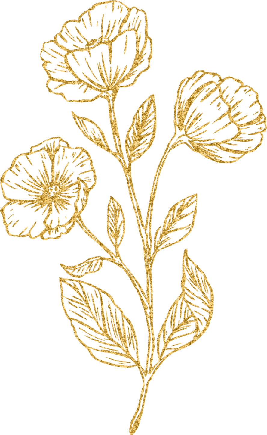 Gold Flower Stalk Line Art